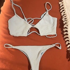 Frankies Bikinis Willa top and bottom in Powder blue